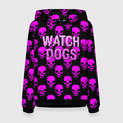 Толстовка-худи женская Watch dogs neon skull, цвет: 3D-черный