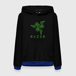 Толстовка-худи женская Razer logo brend, цвет: 3D-синий