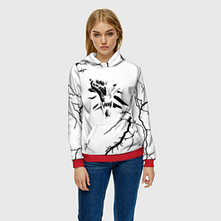 Толстовка-худи женская Ведьмак лого шторм, цвет: 3D-красный — фото 2