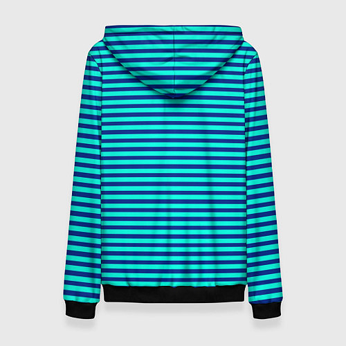 Женская толстовка Сине-бирюзовый в полоску тельняшка / 3D-Черный – фото 2