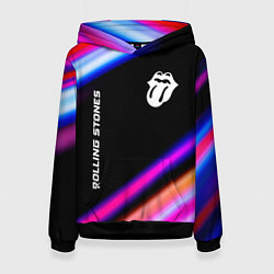 Толстовка-худи женская Rolling Stones neon rock lights, цвет: 3D-черный