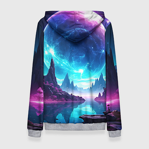 Женская толстовка Космический пейзаж - планеты / 3D-Меланж – фото 2