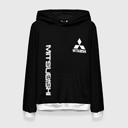 Толстовка-худи женская Mitsubishi logo white auto, цвет: 3D-белый