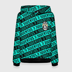 Толстовка-худи женская Juventus pattern logo steel, цвет: 3D-черный