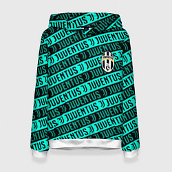 Толстовка-худи женская Juventus pattern logo steel, цвет: 3D-белый