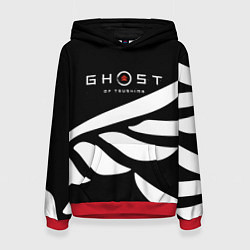 Толстовка-худи женская Ghost of Tsushima крылья, цвет: 3D-красный