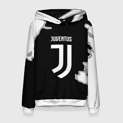 Толстовка-худи женская Juventus fc краски, цвет: 3D-белый