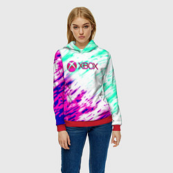 Толстовка-худи женская Xbox краски текстура игры, цвет: 3D-красный — фото 2