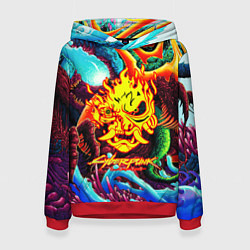 Толстовка-худи женская Cyberpunk hyperbeast steel, цвет: 3D-красный