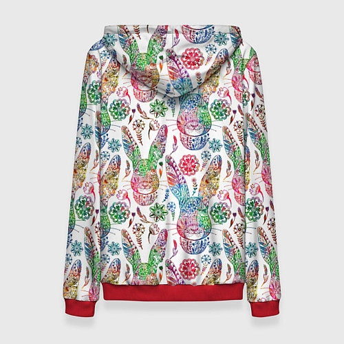 Женская толстовка Узорчатый заяц / 3D-Красный – фото 2