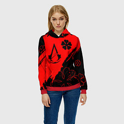 Толстовка-худи женская Assassins Creed logo clewer, цвет: 3D-красный — фото 2