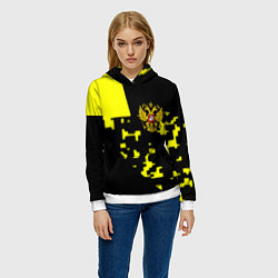 Толстовка-худи женская Россия имперский стиль пиксели, цвет: 3D-белый — фото 2