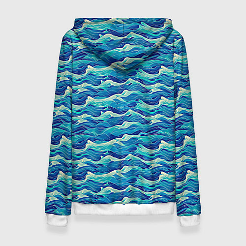 Женская толстовка Абстрактный волнистый узор в синих тонах / 3D-Белый – фото 2