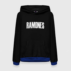 Толстовка-худи женская Ramones white logo, цвет: 3D-синий