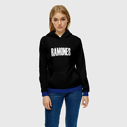 Толстовка-худи женская Ramones white logo, цвет: 3D-синий — фото 2