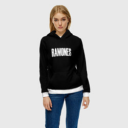 Толстовка-худи женская Ramones white logo, цвет: 3D-белый — фото 2