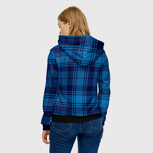 Женская толстовка Синяя клетка / 3D-Черный – фото 4