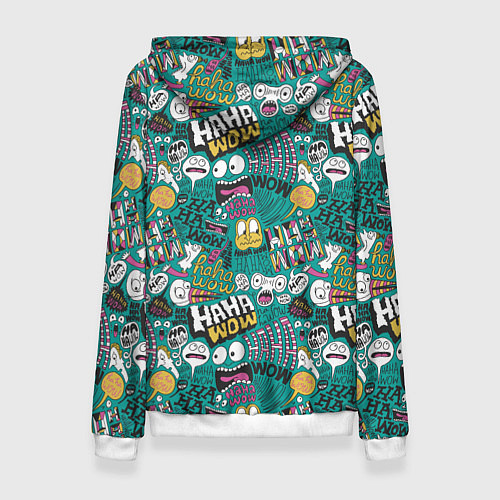 Женская толстовка Ха-ха ничего себе - паттерн с рожицами / 3D-Белый – фото 2