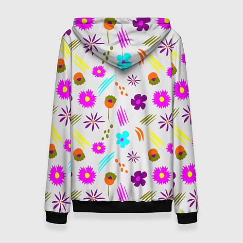 Женская толстовка Яркий цветочный узор-паттерн / 3D-Черный – фото 2