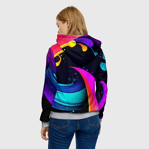 Женская толстовка Neon abstraction - Milano / 3D-Меланж – фото 4