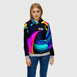 Толстовка-худи женская Neon abstraction - Milano, цвет: 3D-меланж — фото 2
