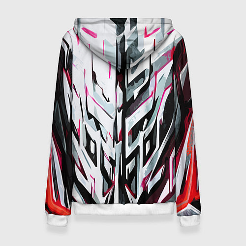 Женская толстовка Хаотичная красно-белая абстракция / 3D-Белый – фото 2