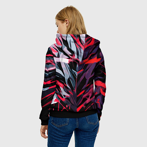 Женская толстовка Хаотичная чёрно-красная абстракция / 3D-Черный – фото 4