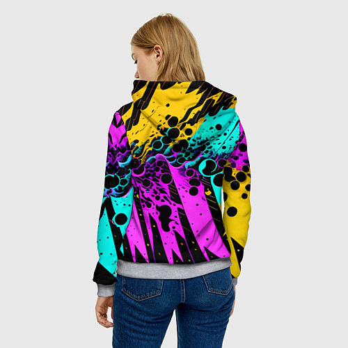 Женская толстовка Разноцветная неоновая абстракция - нейроарт / 3D-Меланж – фото 4