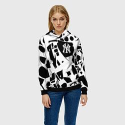 Толстовка-худи женская New York yankees - abstraction, цвет: 3D-черный — фото 2