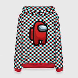 Толстовка-худи женская Among us шахматка, цвет: 3D-красный