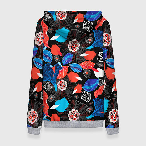 Женская толстовка Разноцветный цветочный орнамент / 3D-Меланж – фото 2