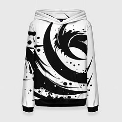 Толстовка-худи женская Ai art black and white abstraction, цвет: 3D-черный