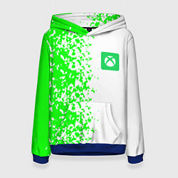 Толстовка-худи женская Xbox кислотные зеленые краски, цвет: 3D-синий