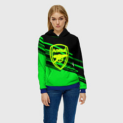 Толстовка-худи женская Arsenal geometry line green, цвет: 3D-синий — фото 2