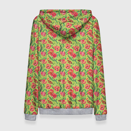 Женская толстовка Тюльпаны и бабочки / 3D-Меланж – фото 2