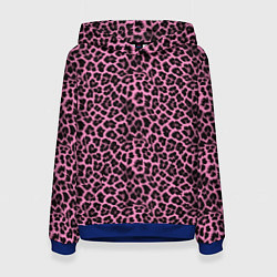 Толстовка-худи женская Шкура леопарда в черно розовую текстуру, цвет: 3D-синий