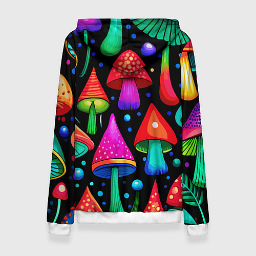 Женская толстовка Неоновые мухоморы в горошек / 3D-Белый – фото 2