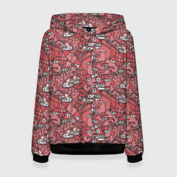 Толстовка-худи женская Ацтеки и звери, цвет: 3D-черный