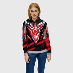 Толстовка-худи женская Абстрактная красная руна, цвет: 3D-меланж — фото 2
