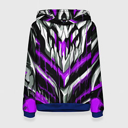 Толстовка-худи женская Фиолетово-белые ломаные клыки, цвет: 3D-синий