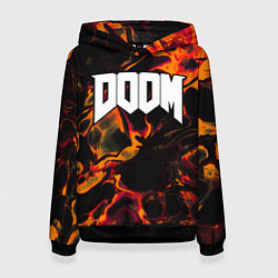 Толстовка-худи женская Doom red lava, цвет: 3D-черный