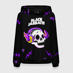 Толстовка-худи женская Black Sabbath неоновый череп, цвет: 3D-черный
