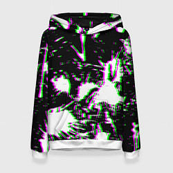 Толстовка-худи женская Краски глитч неон, цвет: 3D-белый