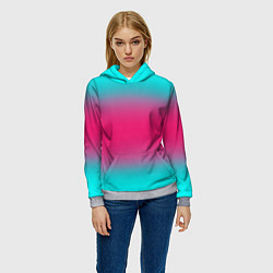 Толстовка-худи женская Градиент текстура неон, цвет: 3D-меланж — фото 2