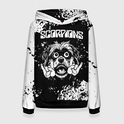 Толстовка-худи женская Scorpions рок пес, цвет: 3D-черный