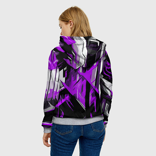Женская толстовка White and purple abstraction on a black background / 3D-Меланж – фото 4