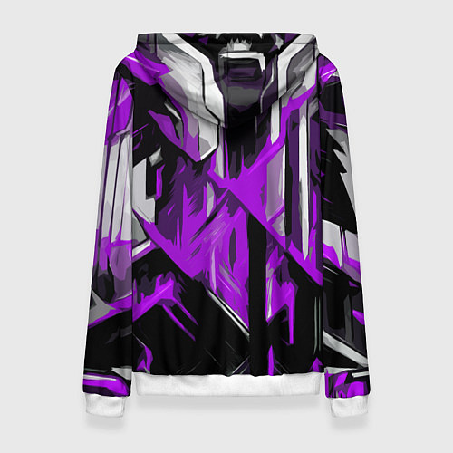 Женская толстовка White and purple abstraction on a black background / 3D-Белый – фото 2