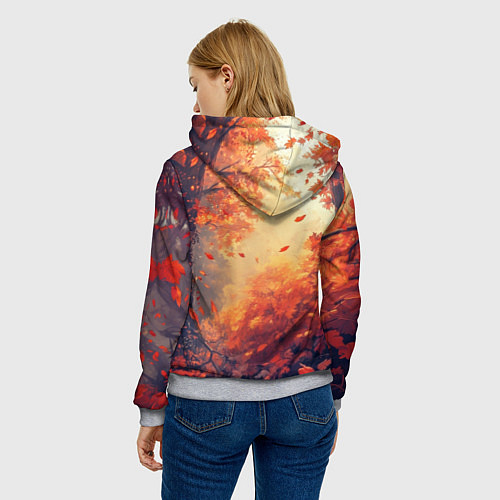 Женская толстовка Белый волк в осеннем лесу / 3D-Меланж – фото 4