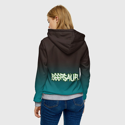 Женская толстовка Чувак пивозавр - киберпанк фантазия / 3D-Меланж – фото 4