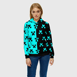 Толстовка-худи женская Minecraft pattern game, цвет: 3D-черный — фото 2